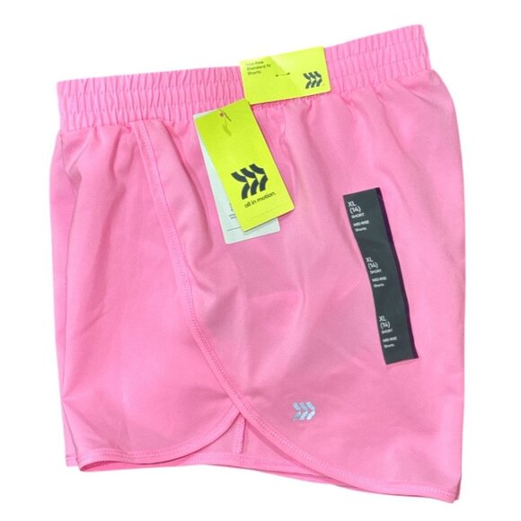 NWT All In Motion Girls Shorts Size XL Pink Athletic Mid-Rise Built-In Liner - Picture 3 of 6